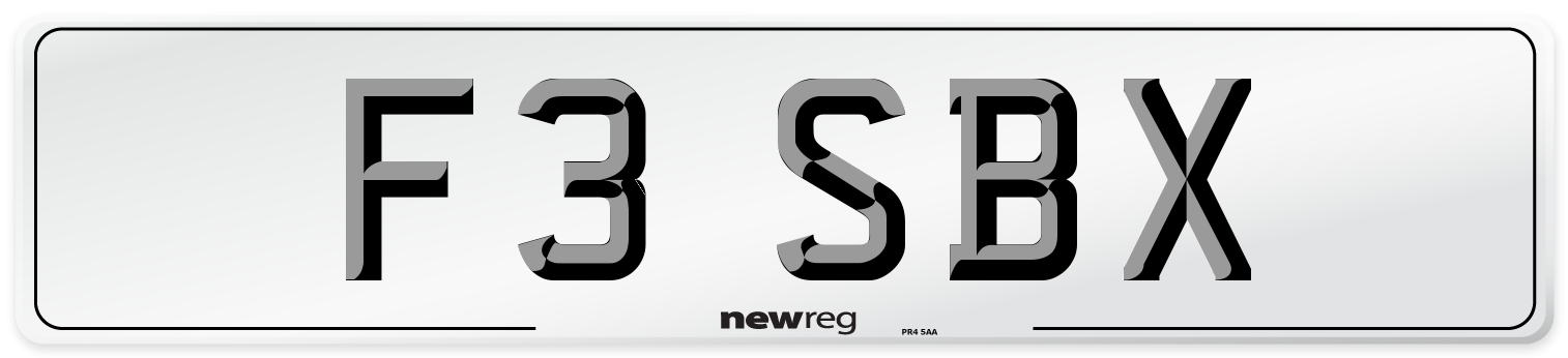 F3 SBX Number Plate from New Reg